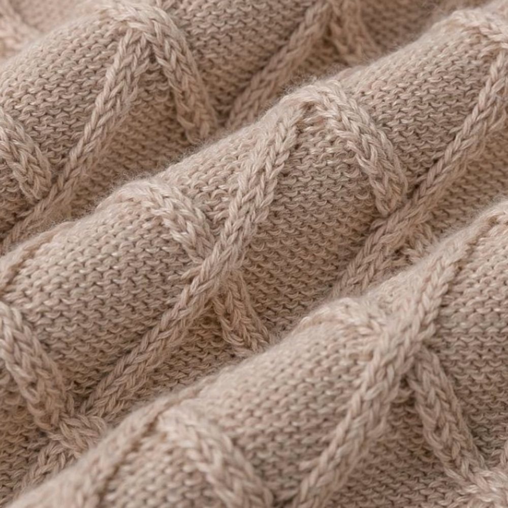 SOLD OUT CLEARANCE Beige Lantern Sleeve Turtleneck Knit Sweater Dress - Picture 6 of 6